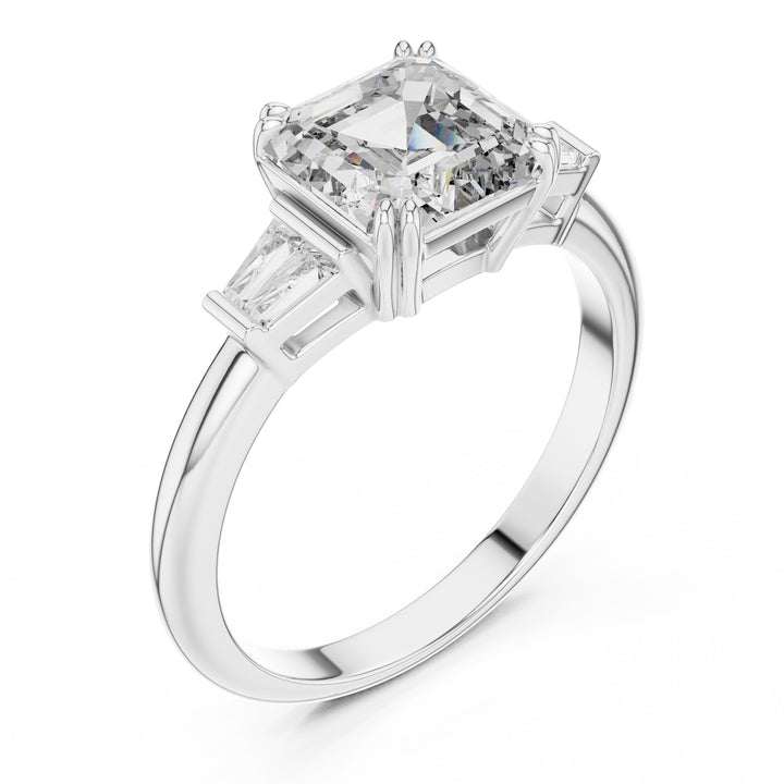Sparkling Luxe 2.5CT Lab Diamond Ascher with Side Stones Engagement Round Ring in 18KT
