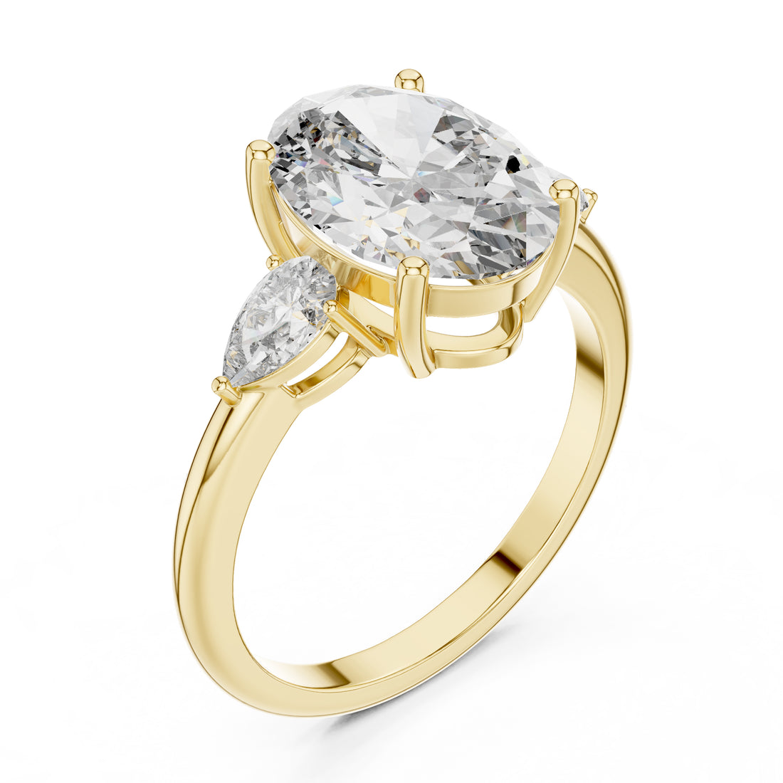 Sparkling Luxe 2.8CT Oval with Side Pears Diamond Engagement Ring in 18KT
