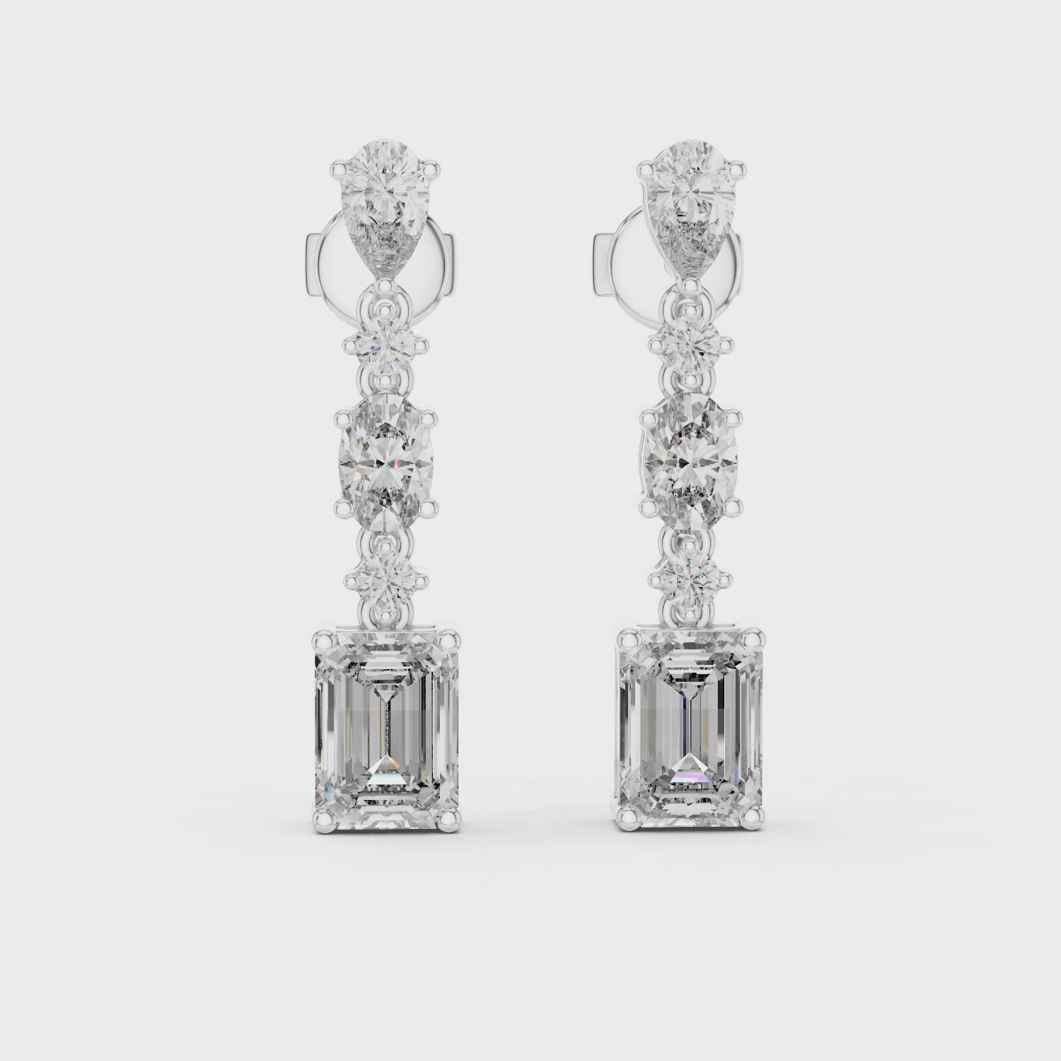 Sparkling Luxe 0.165ct Mixed Shape Diamond Dangling Earrings in 18KT