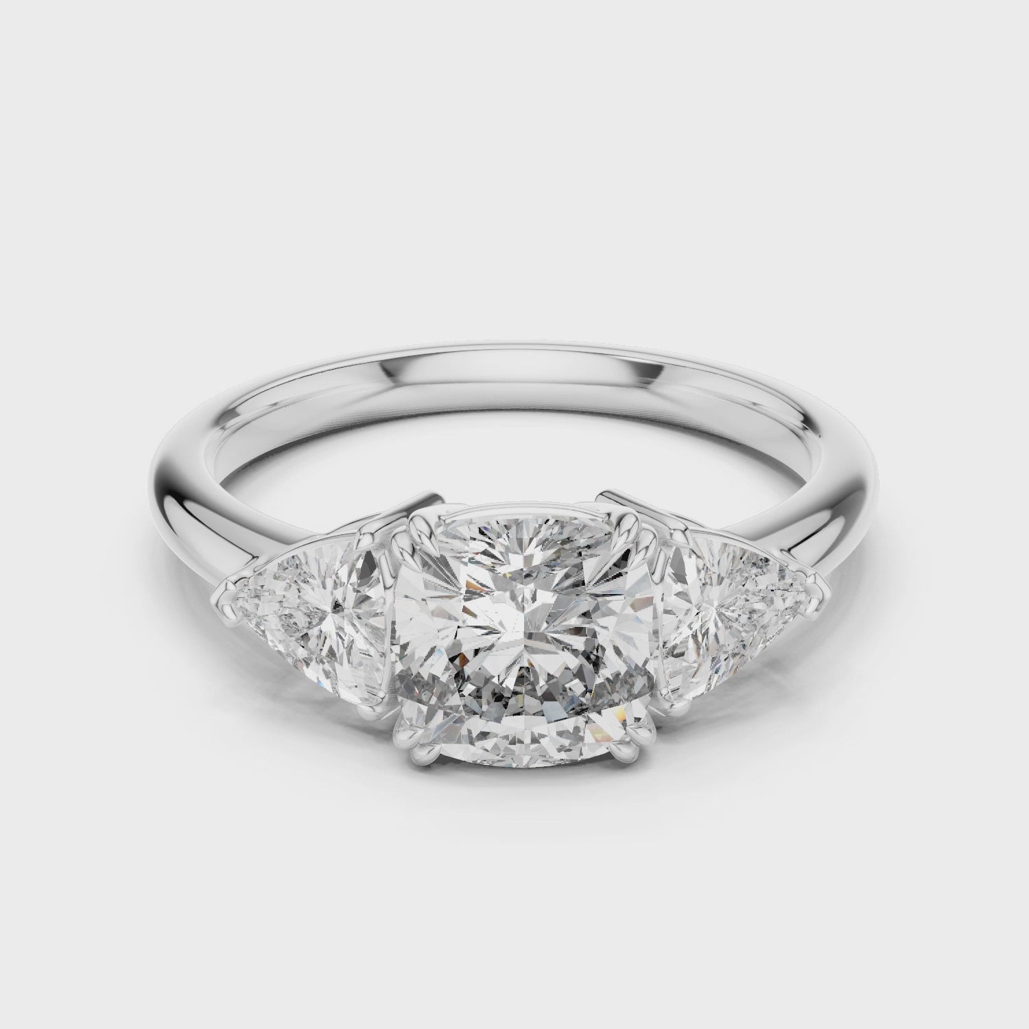 Sparkling Luxe 1.78ct Classic Luxe Trillion Cut Three Stone Engagement Ring in 18KT