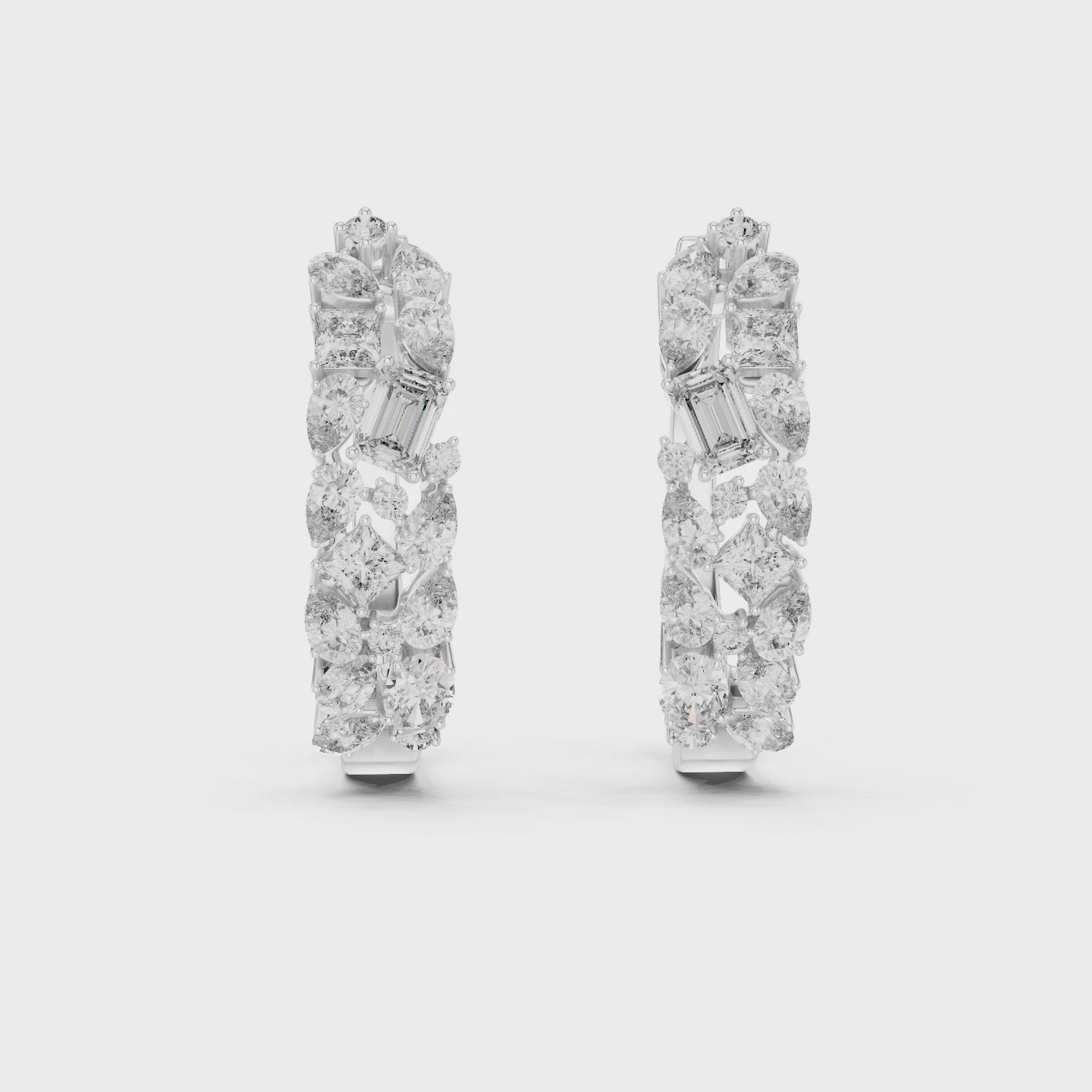 Sparkling Luxe 0.05ct Lab Grown Multi Shape Diamonds Hoops Earrings in 18KT
