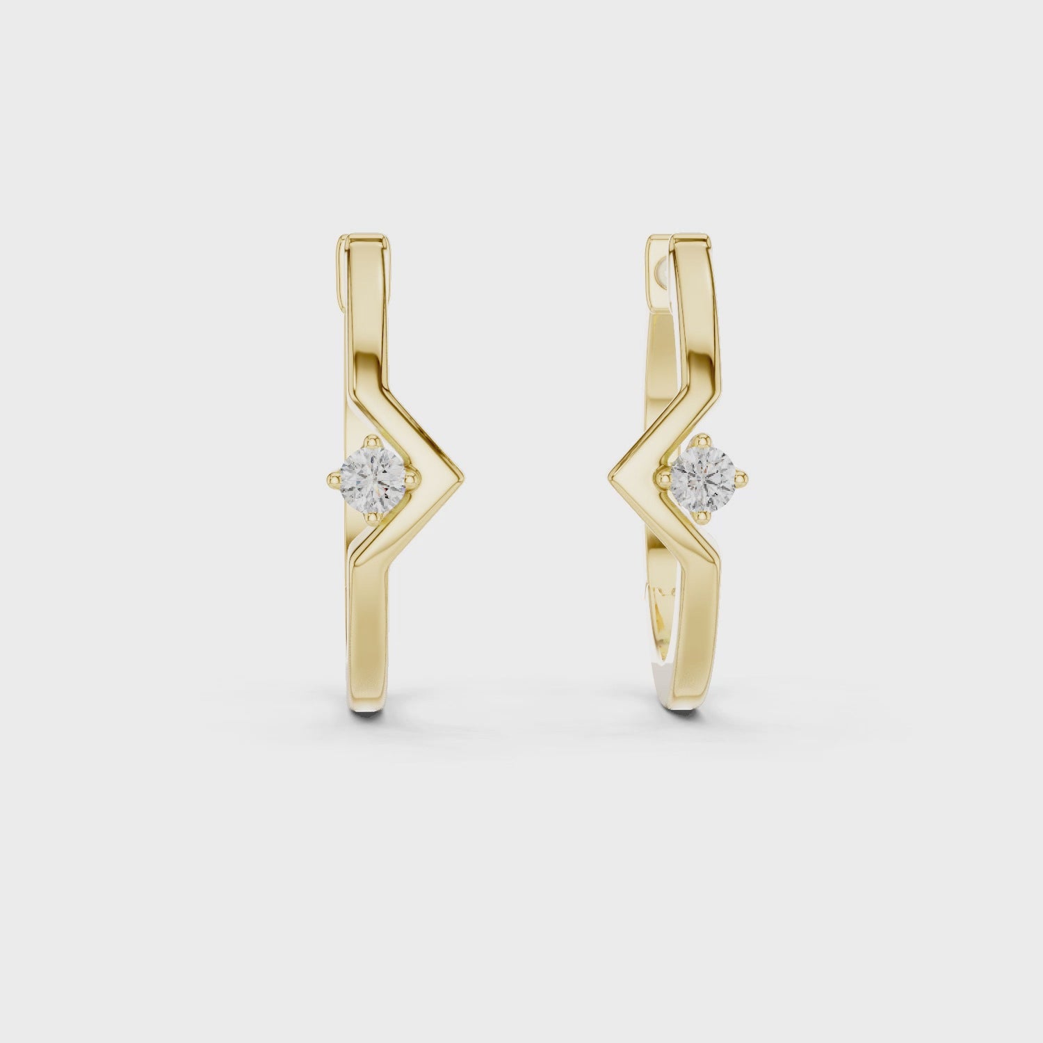 Sparkling Luxe 0.02ct Lab Grown Diamond V Hoops Earrings in 18KT