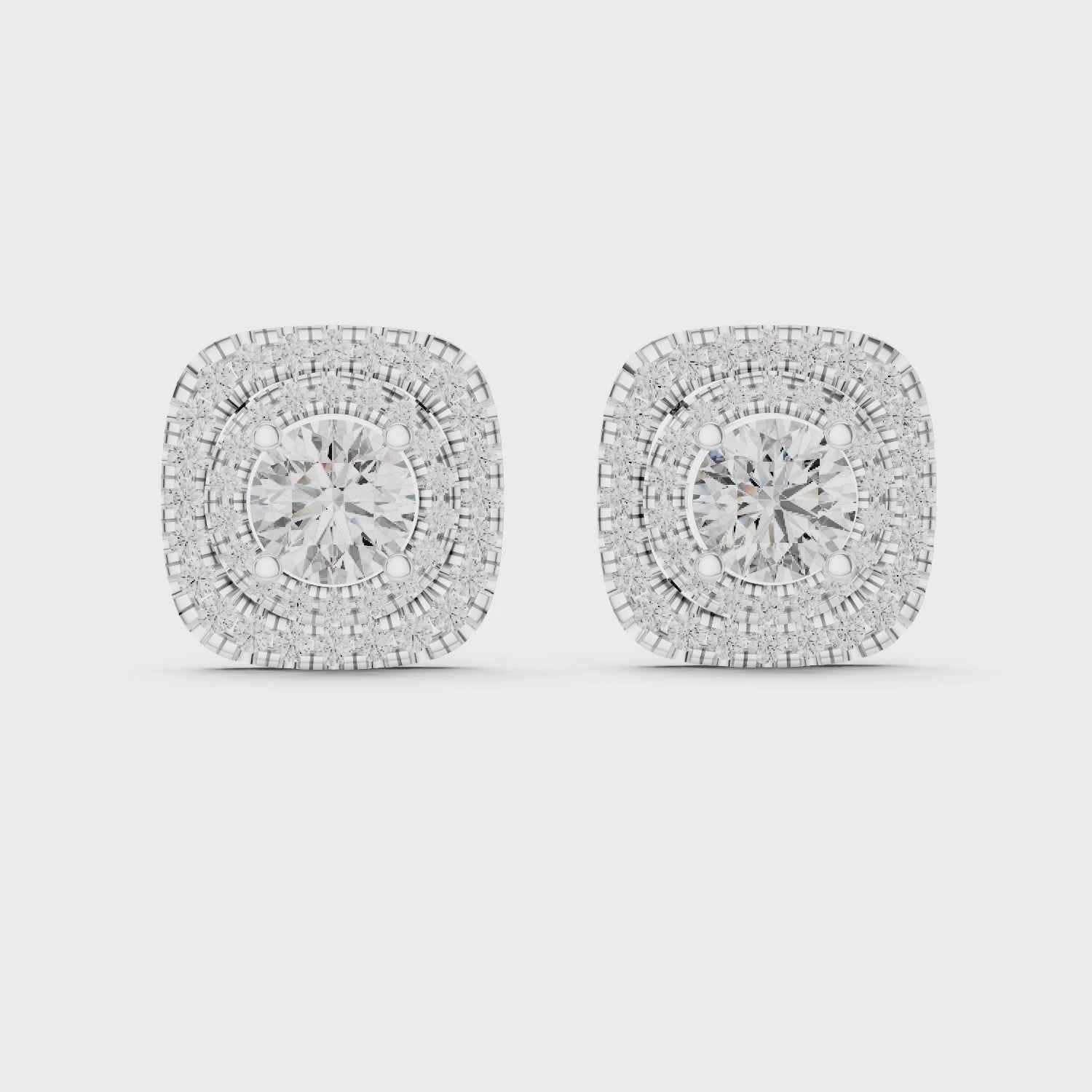 Sparkling Luxe 1.282CT Double Halo with Round Cut Diamond Stud Earrings