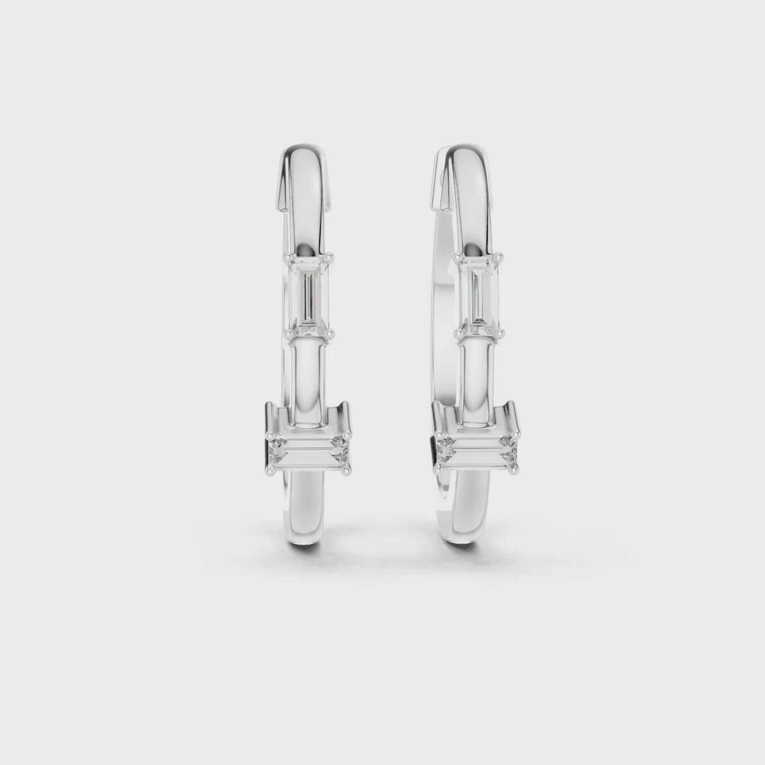 Sparkling Luxe 0.025ct Baguette Lab Grown Diamond Hoops Earrings in 18KT