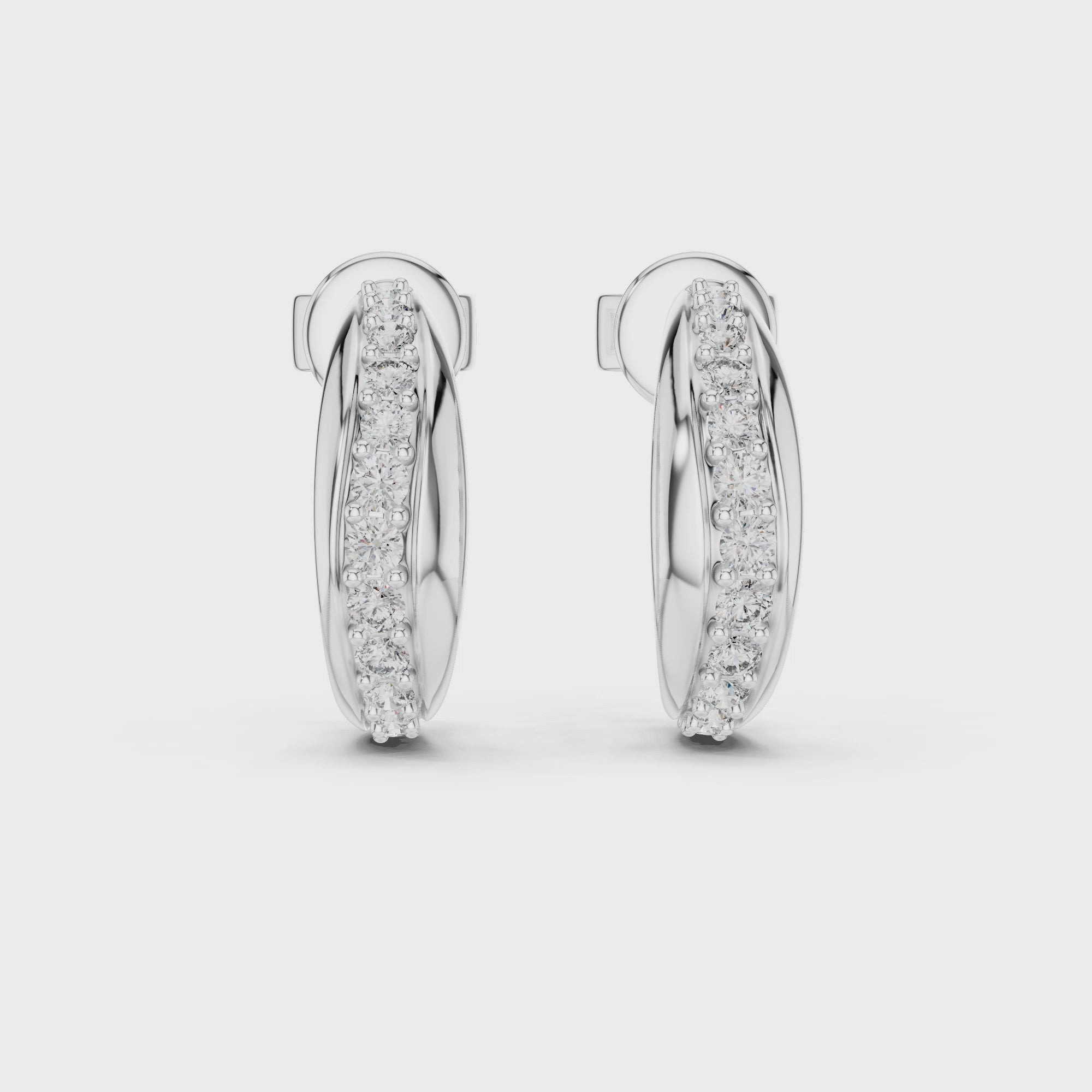 Sparkling Luxe 0.01ct Micro Pave Round Brilliant Cut Diamond Stud Hoops 18KT Earrings