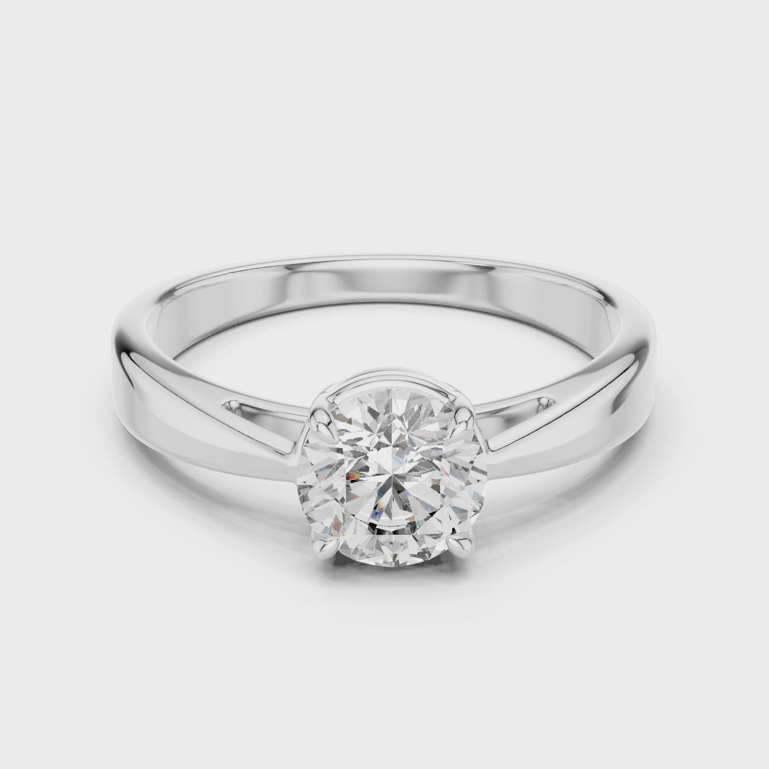 Sparkling Luxe Solitaire Round Cut Engagement Lab Diamond 1CT Ring in 18KT
