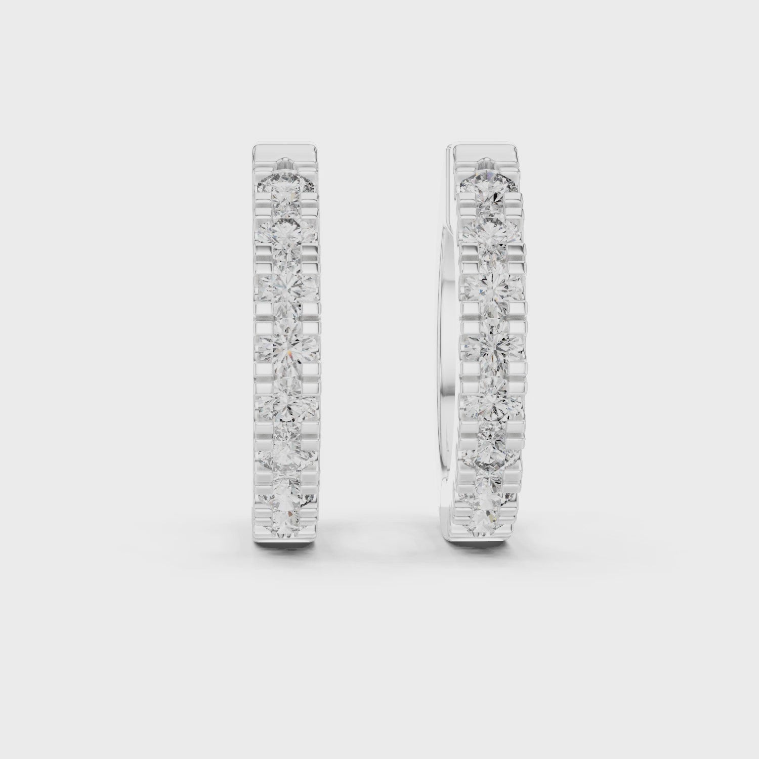 Sparkling Luxe Round Brilliant Linea Hoops Diamond Earrings 0.015ct with 18KT