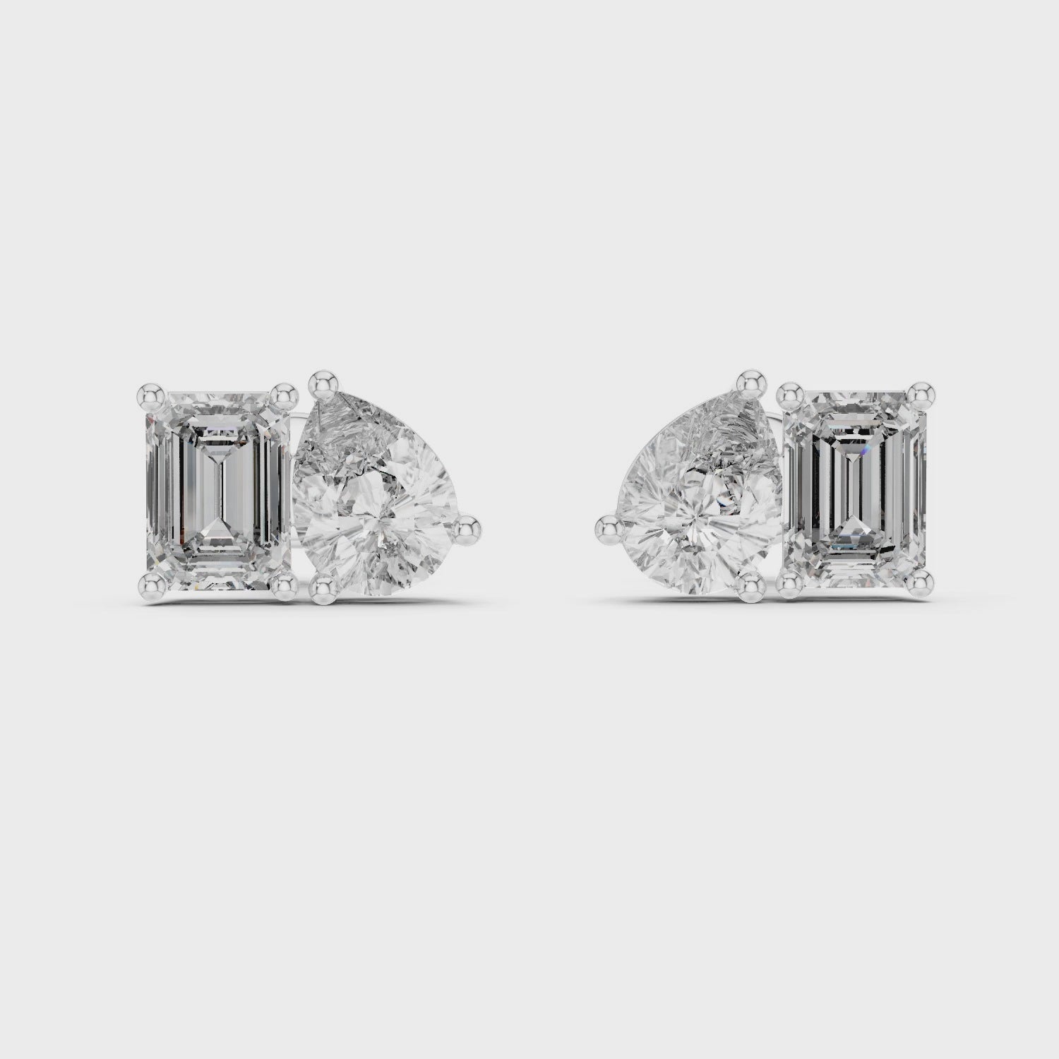 Sparkling Luxe 1ct Pear Emerald Diamond Studs Earrings in 18KT