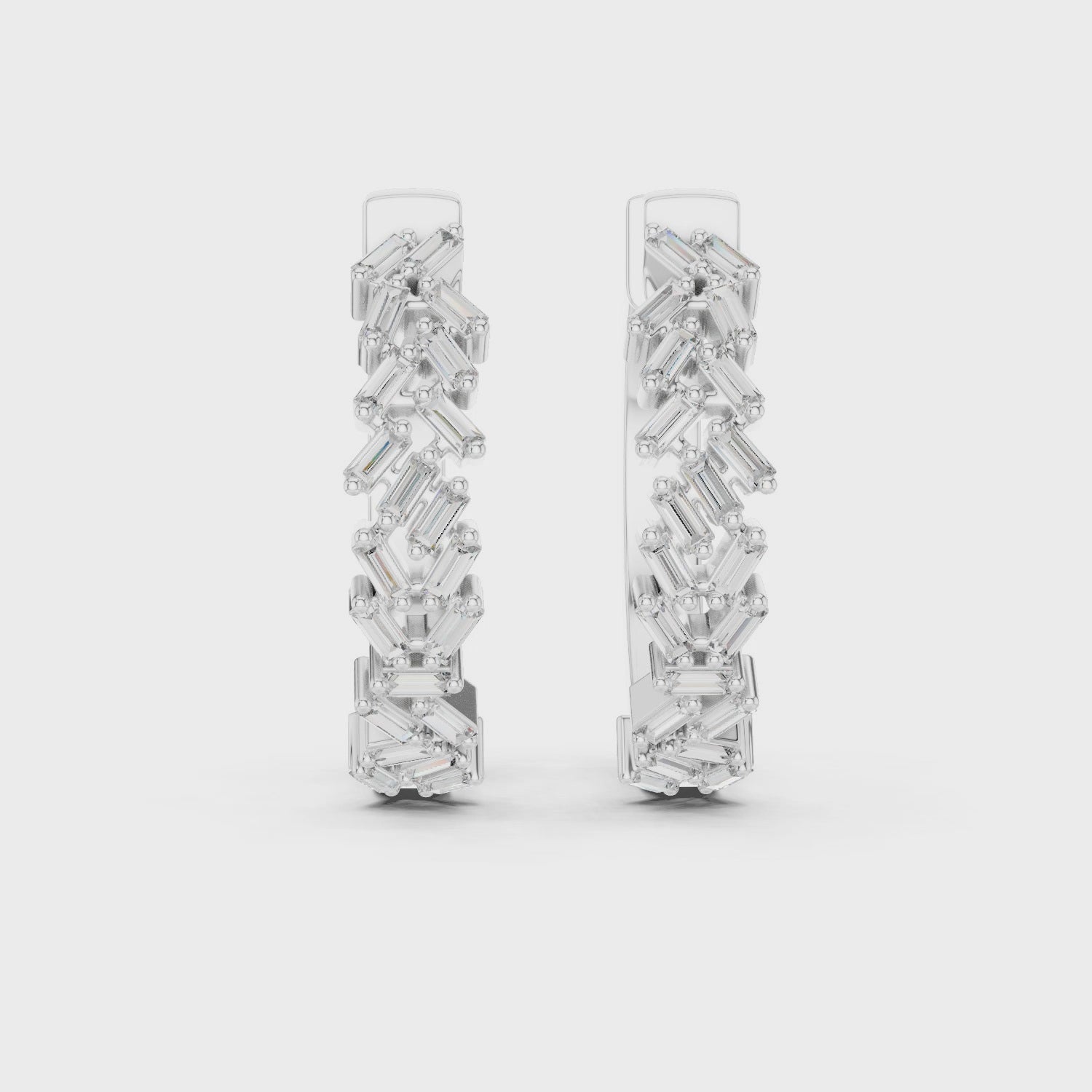 Sparkling Luxe 18KT Baguette Cut Diamond Stud Hoops 0.015ct Earrings