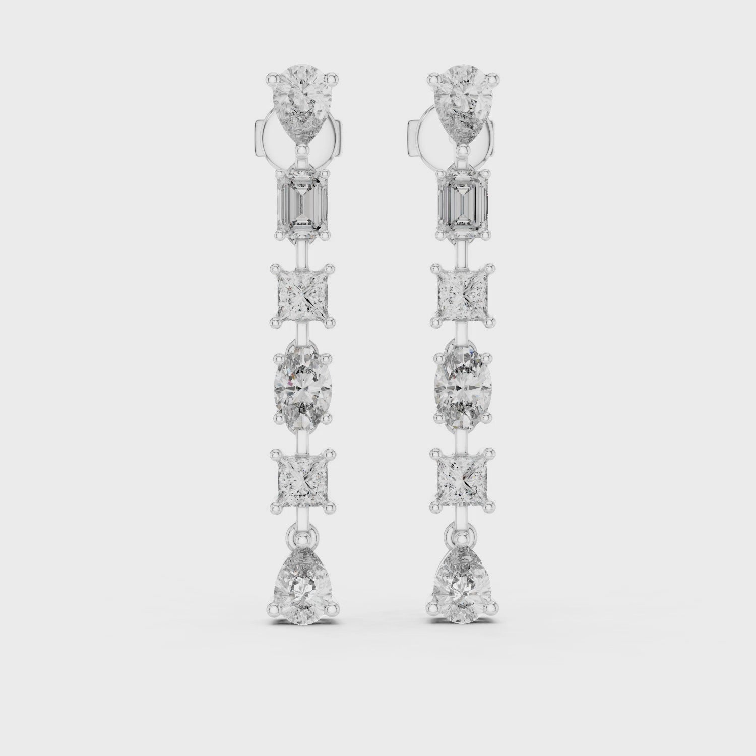 Sparkling Luxe 0.3ct Elegant Fancy Multi-Cut Diamond Drop Earrings 18KT