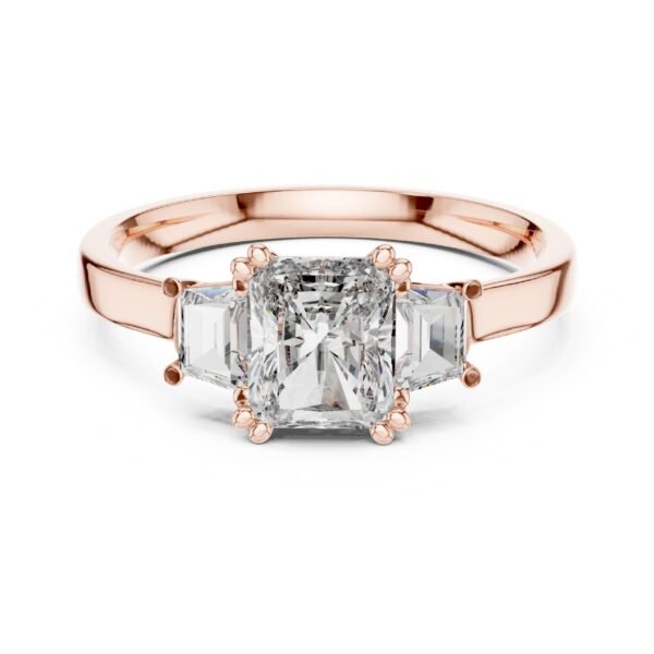 Sparkling Luxe 1ct 18KT Cushion Three Stone Diamond Ring with Side Diamonds