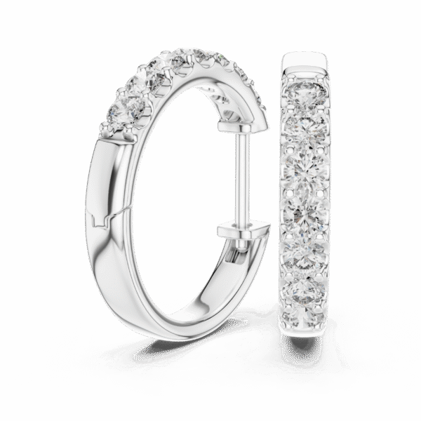 Sparkling Luxe 0.05CT Round Diamond Stud Huggies Hoops Earrings in 18KT