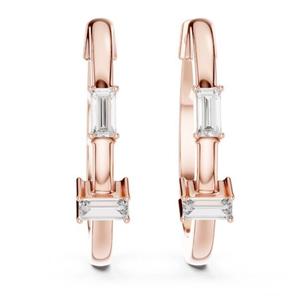 Sparkling Luxe 0.025ct Baguette Lab Grown Diamond Hoops Earrings in 18KT
