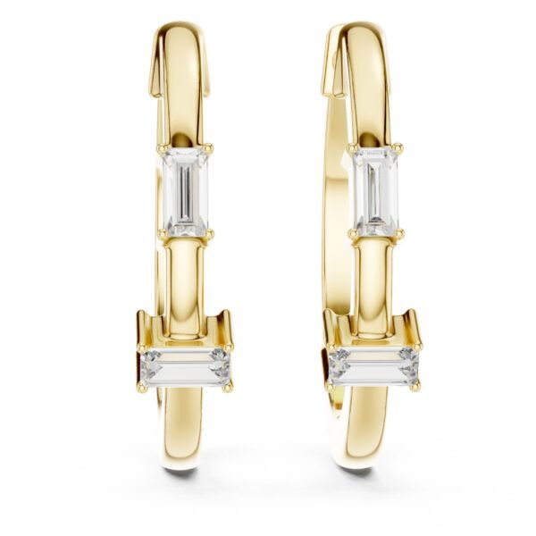 Sparkling Luxe 0.025ct Baguette Lab Grown Diamond Hoops Earrings in 18KT