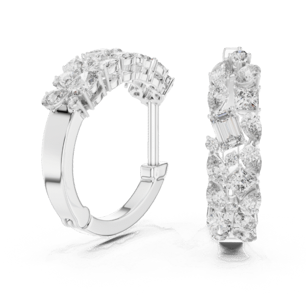 Sparkling Luxe 0.05ct Lab Grown Multi Shape Diamonds Hoops Earrings in 18KT