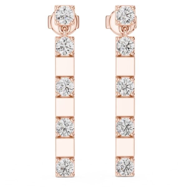 Sparkling Luxe 18KT Round Cut Diamond Hanging 0.11ct Earrings