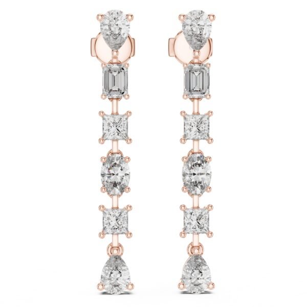 Sparkling Luxe 0.3ct Elegant Fancy Multi-Cut Diamond Drop Earrings 18KT