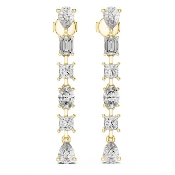 Sparkling Luxe 0.3ct Elegant Fancy Multi-Cut Diamond Drop Earrings 18KT