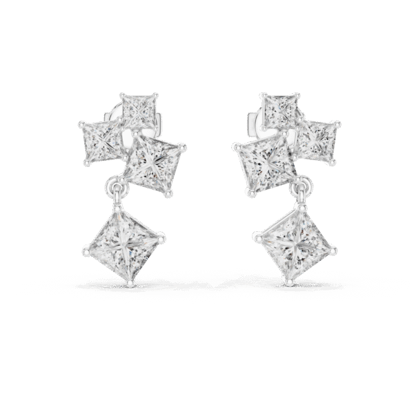 Sparkling Luxe 18KT Classic Four Princess Cut 0.17ct Diamond Stud Earrings