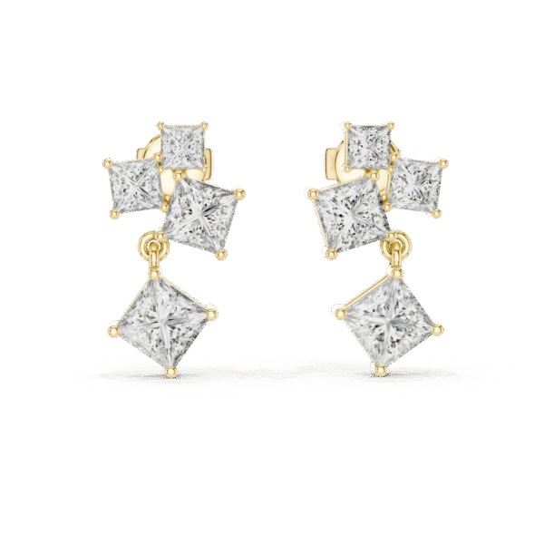 Sparkling Luxe 18KT Classic Four Princess Cut 0.17ct Diamond Stud Earrings
