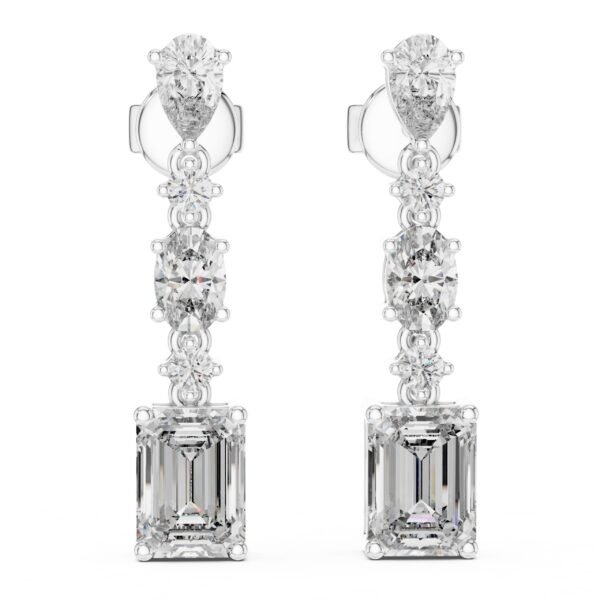 Sparkling Luxe 0.165ct Mixed Shape Diamond Dangling Earrings in 18KT