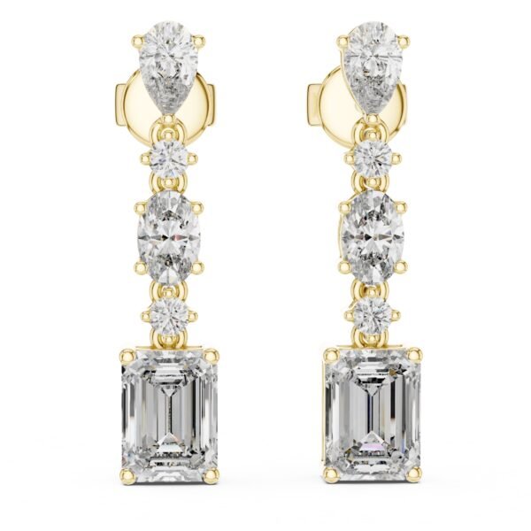 Sparkling Luxe 0.165ct Mixed Shape Diamond Dangling Earrings in 18KT