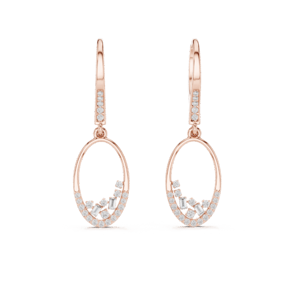 Sparkling Luxe 0.006ct Round Drop with Emerald Pave Diamond Earrings in 18KT