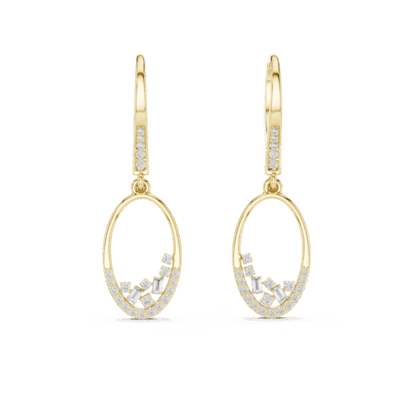 Sparkling Luxe 0.006ct Round Drop with Emerald Pave Diamond Earrings in 18KT