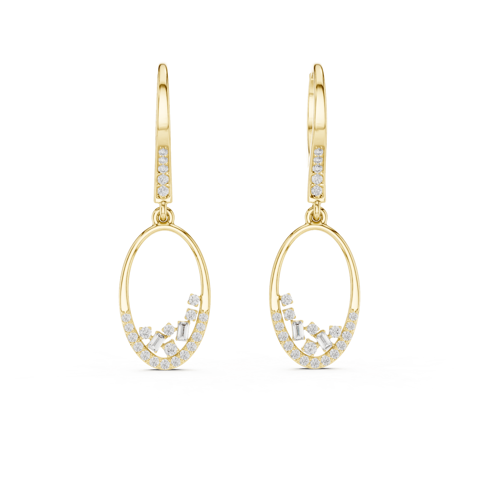 Sparkling Luxe 0.006ct Round Drop with Emerald Pave Diamond Earrings in 18KT