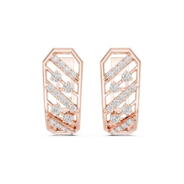 Sparkling Luxe 0.018ct 18KT Slanting Round Diamond Hoops Earrings