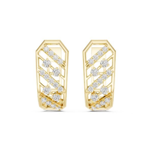 Sparkling Luxe 0.018ct 18KT Slanting Round Diamond Hoops Earrings