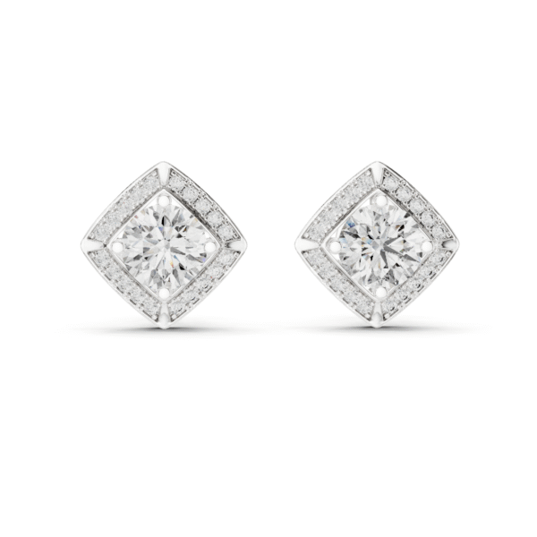 Sparkling Luxe 1.262CT Modern Diagonal with Round Cut Diamonds Halo Earrings