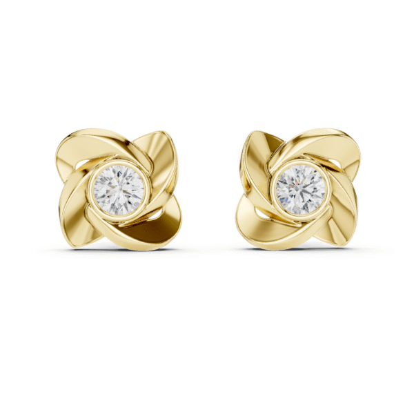 Sparkling Luxe Floral-Inspired 1CT Diamond Stud Earrings with Twisted Style in 18KT