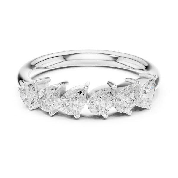 Sparkling Luxe 0.15ct 18KT Pear Shape Diamond Ring in Eternity Half Band