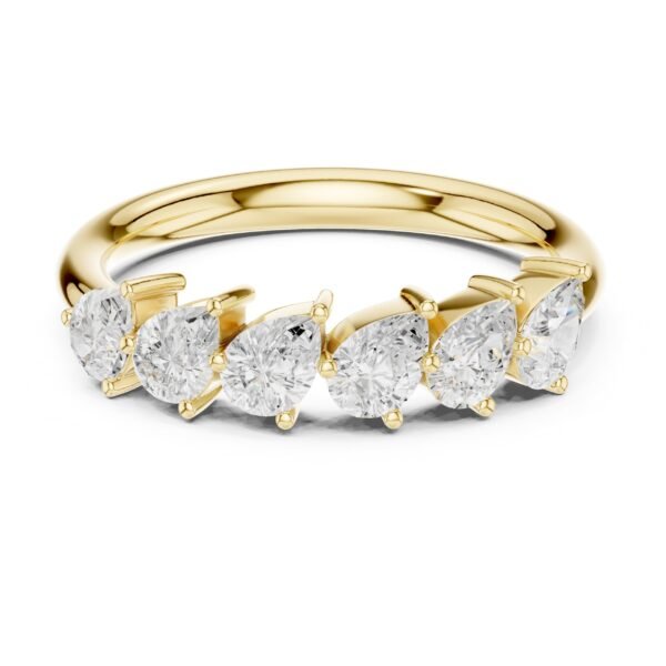 Sparkling Luxe 0.15ct 18KT Pear Shape Diamond Ring in Eternity Half Band