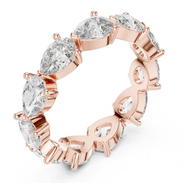 Sparkling Luxe 0.3ct Pear Cut Diamond Ring 18KT Eternity Round Band