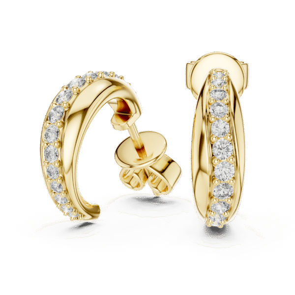 Sparkling Luxe 0.01ct Micro Pave Round Brilliant Cut Diamond Stud Hoops 18KT Earrings