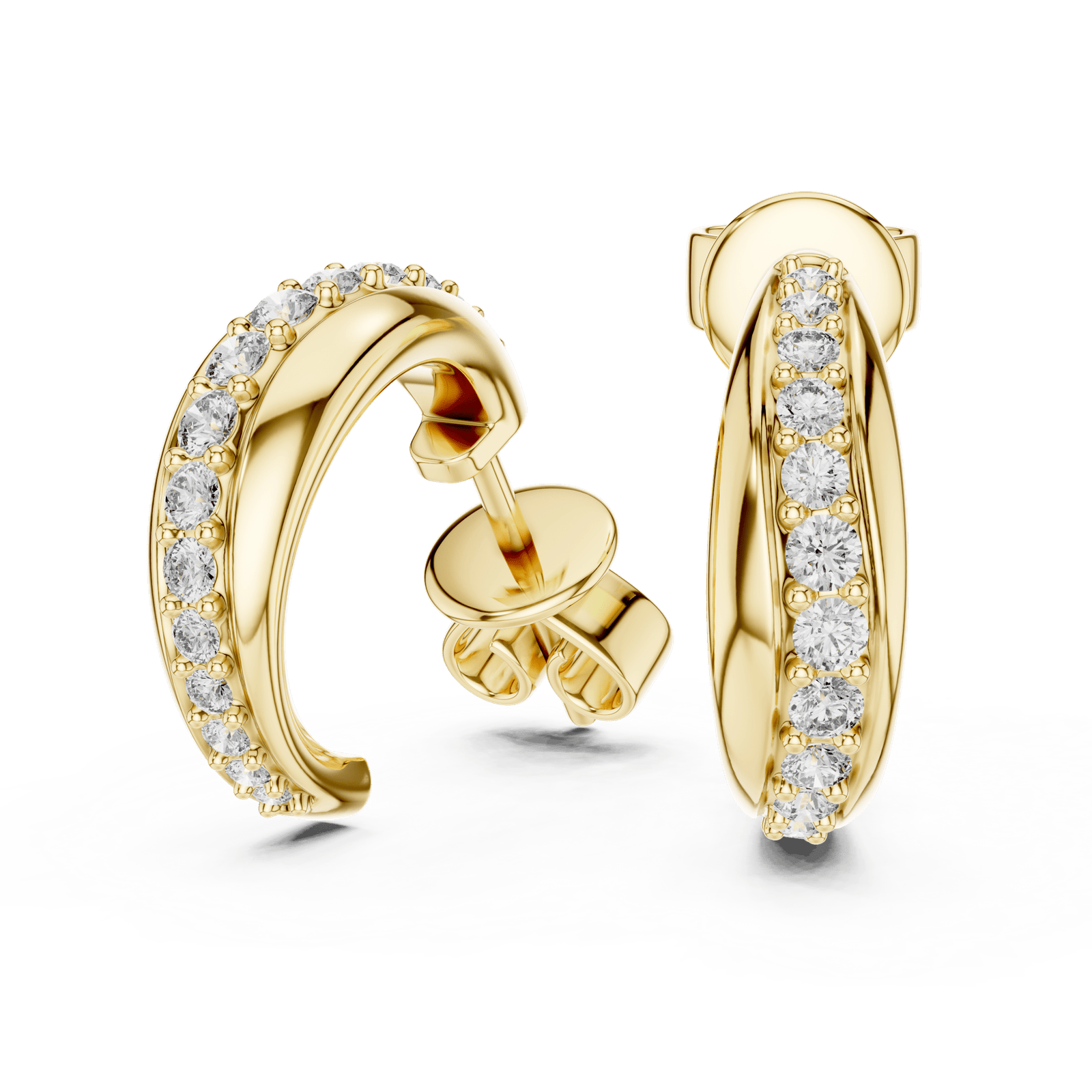 Sparkling Luxe 0.01ct Micro Pave Round Brilliant Cut Diamond Stud Hoops 18KT Earrings