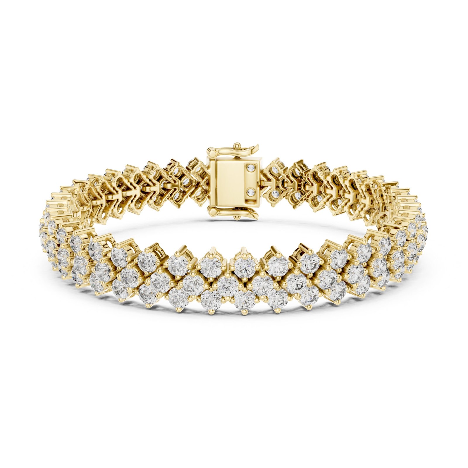 Sparkling Luxe 0.05ct Two Line Round Diamonds Tennis Bracelet in 18KT Yellow Gold