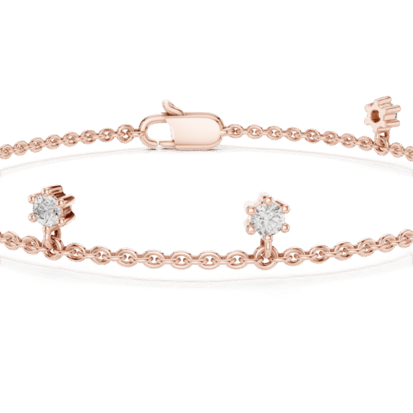 Sparkling Luxe 0.11ct  Prong Setting Round Diamond Delicate Chain Bracelet