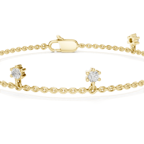 Sparkling Luxe 0.11ct  Prong Setting Round Diamond Delicate Chain Bracelet