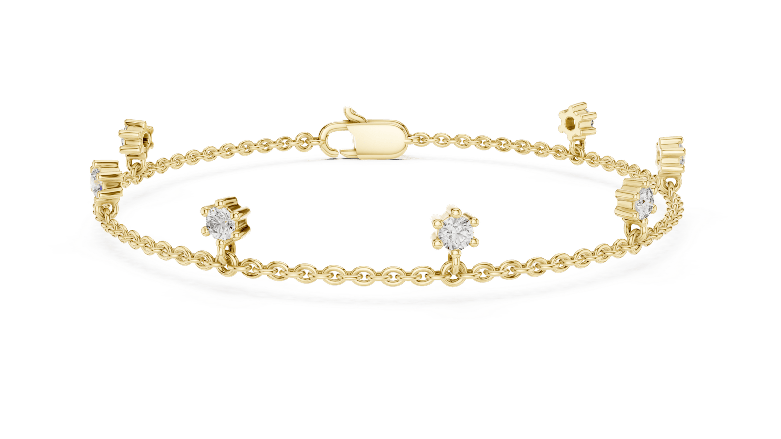 Sparkling Luxe 0.11ct  Prong Setting Round Diamond Delicate Chain Bracelet