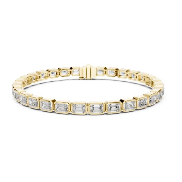 Sparkling Luxe 0.3ct Yellow Gold Baguette and Round Cut Diamond Tennis Bracelet