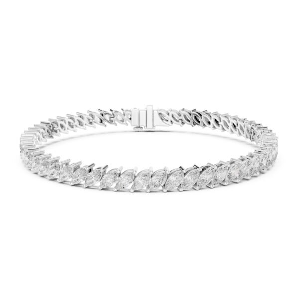 Sparkling Luxe 0.15ct White Gold Marquise Shape Diamond Tennis Bracelet for Women