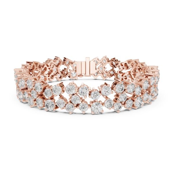 Sparkling Luxe 0.3ct Three Line Round Cut Cluster Diamond Tennis Bracelet in Rose Gold for Women