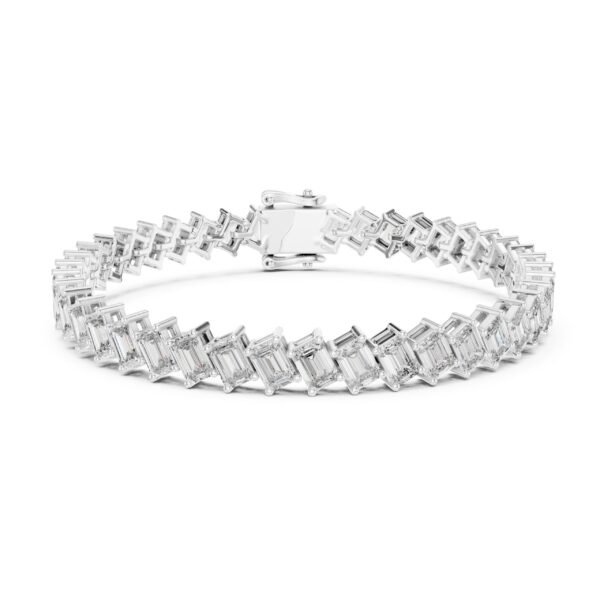 Sparkling Luxe 0.18ct 18KT Rose Gold Emerald Brilliant Cut Diamonds Tennis Bracelet