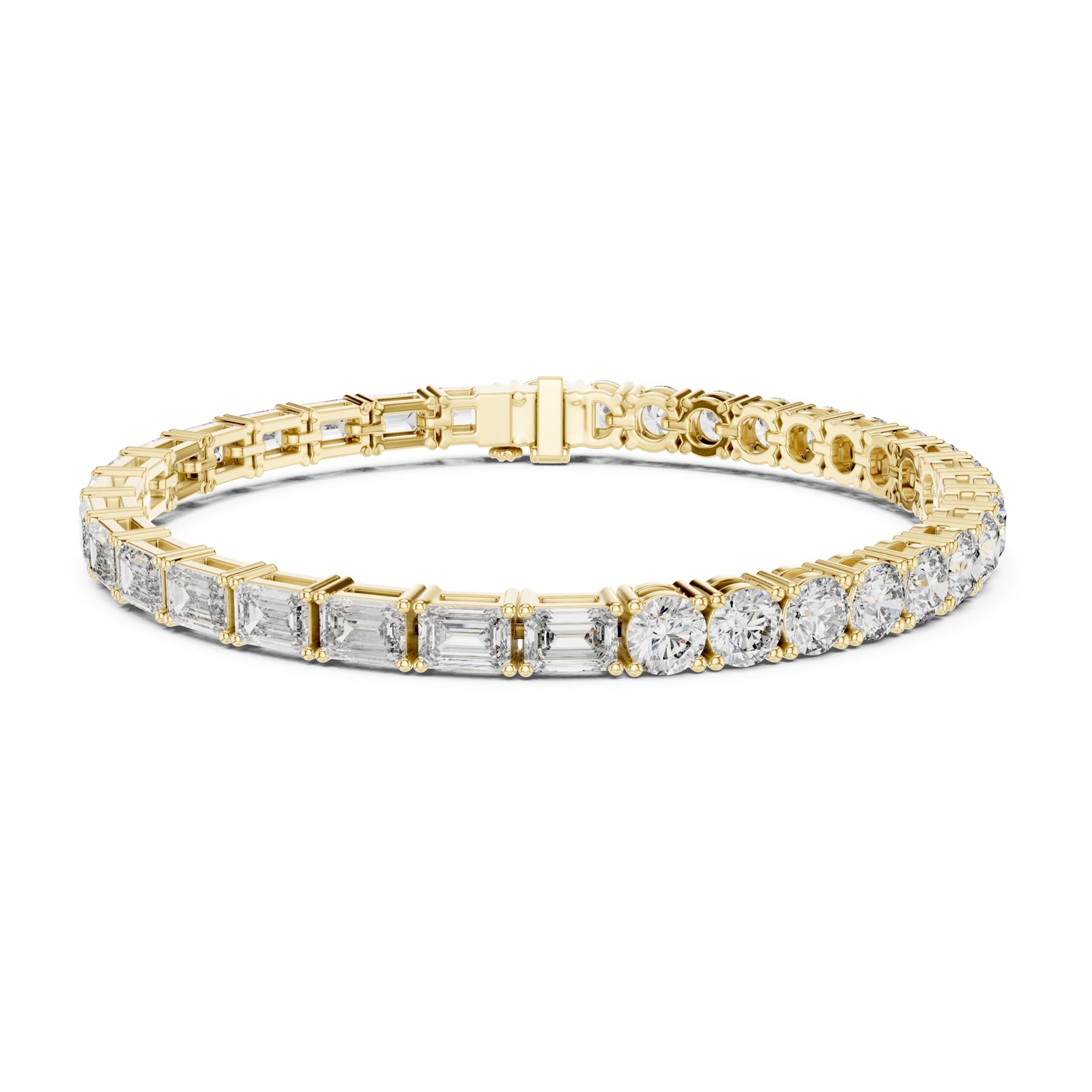 Sparkling Luxe 0.3125ct 18KT Yellow Gold Tennis Bracelet with 0.15CT Emerald Cut Lab Grown Diamonds