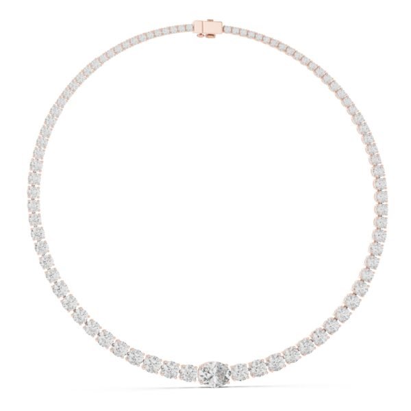 Sparkling Luxe 18KT Pear and Round-Cut Lab-Grown Diamond Necklace in Rose Gold