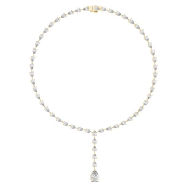 Sparkling Luxe 18KT Yellow Gold Pear Cut Shaped Lab Grown Diamond Necklace
