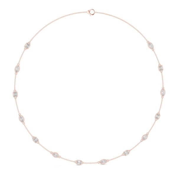 Sparkling Luxe 0.2ct 18KT Yellow Gold Marquees Princess & Oval Diamond Chain Necklace